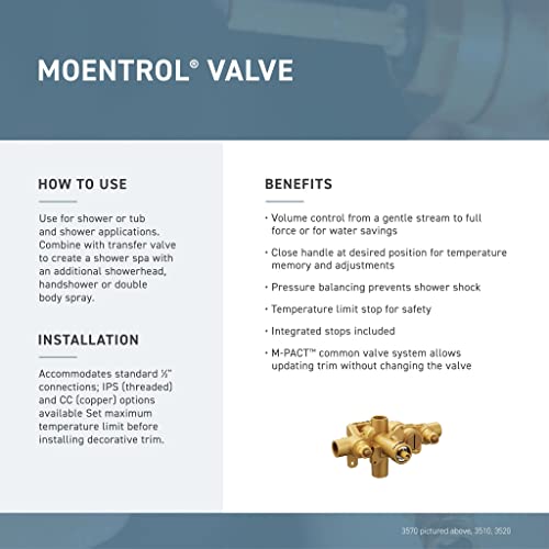 Moen Voss Brushed Nickel 1-Handle Moentrol Pressure Balancing Valve Trim Kit with Volume Control, Valve Required T3691BN - Image 4