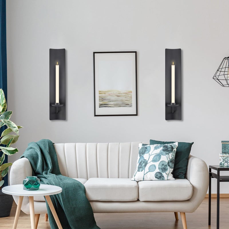 OYEFLY 2 Pcs Candle Sconces,Metal Wall Candle Holders (Black) - Image 5