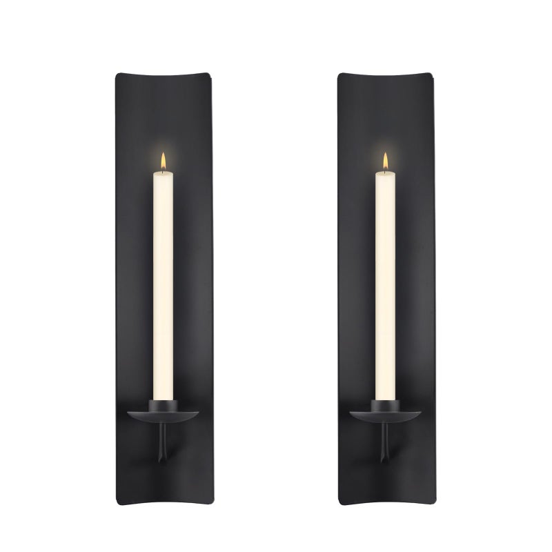 OYEFLY 2 Pcs Candle Sconces,Metal Wall Candle Holders (Black) - Image 1