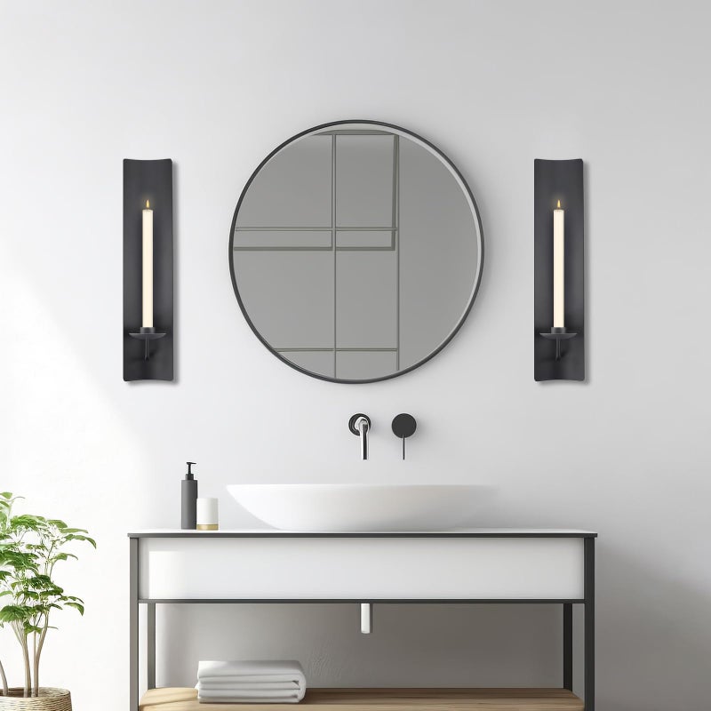 OYEFLY 2 Pcs Candle Sconces,Metal Wall Candle Holders (Black) - Image 4