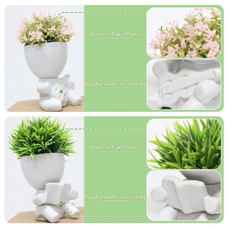 Zerzsy Fake Succulent  Mini Succulents Plants Desk Plant for Office Decor for Women  Cute Fake Plants Bathroom Decor - Set of 2 - Image 2