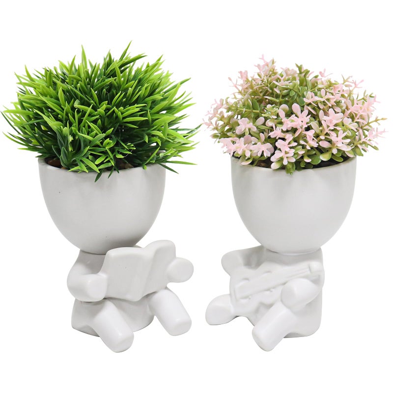 Zerzsy Fake Succulent  Mini Succulents Plants Desk Plant for Office Decor for Women  Cute Fake Plants Bathroom Decor - Set of 2 - Image 1