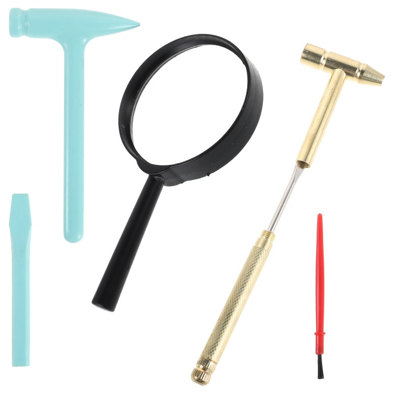 1 Set Kids Archaeology Tools: Small Hammer Brush & Magnifier Rocks Excavation Tools For Science Learning And Pretend Play - Image 5