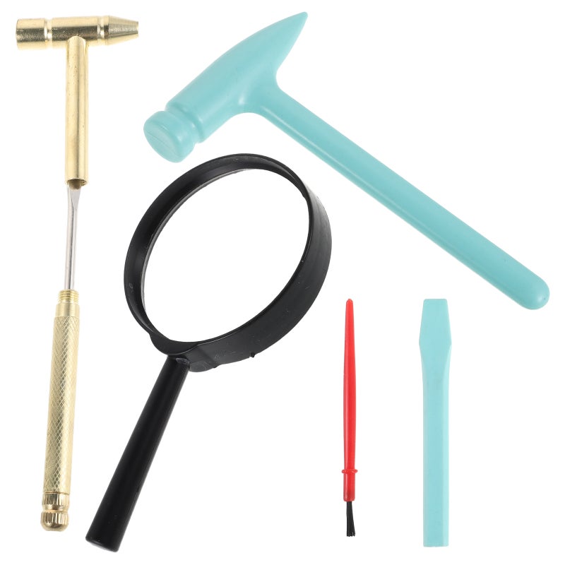 1 Set Kids Archaeology Tools: Small Hammer Brush & Magnifier Rocks Excavation Tools For Science Learning And Pretend Play - Image 4