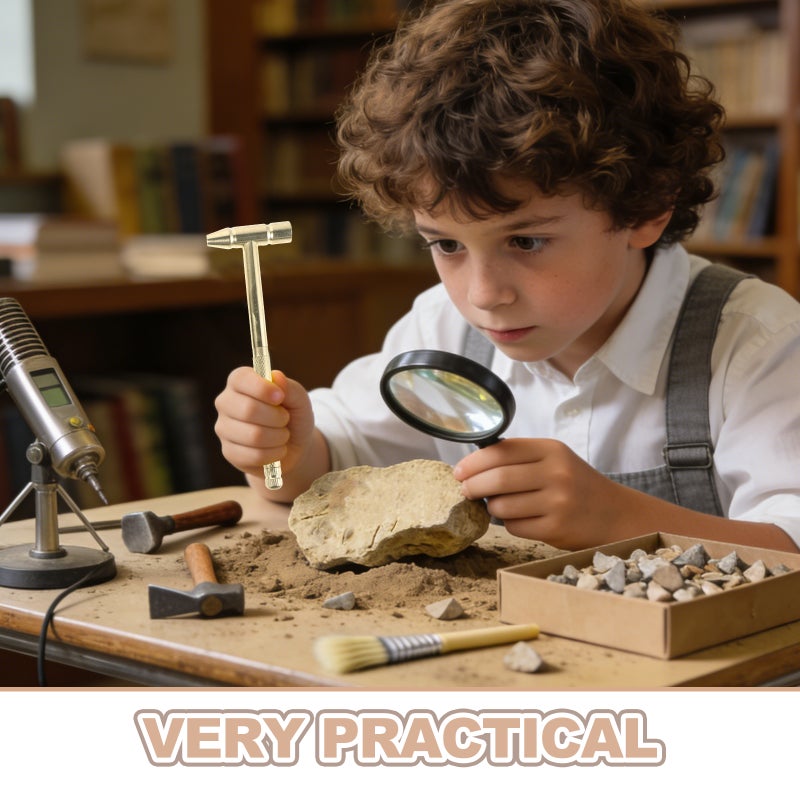 1 Set Kids Archaeology Tools: Small Hammer Brush & Magnifier Rocks Excavation Tools For Science Learning And Pretend Play - Image 2