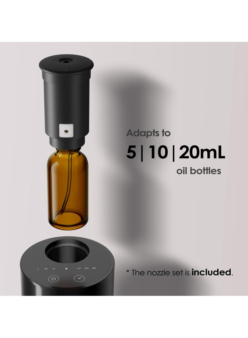 موزع بدون ماء للزيوت العطرية، بخاخ يعمل بالبطارية، سعة 0.7 أونصة سائلة/20 مل، جهاز هواء معطر صغير، 3 مؤقتات تنازلية و3 مستويات ضباب للمنزل والغرفة والسيارة والمكتب - أسود - Image 5