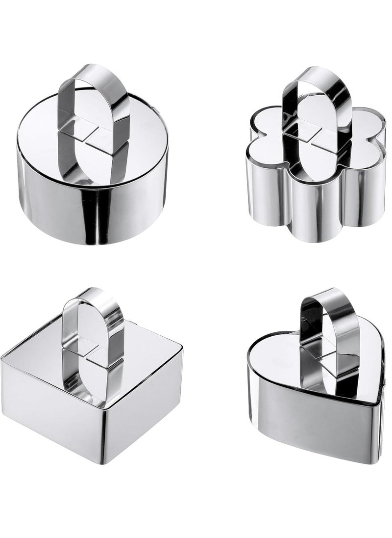 Oasisgalore - 1 Set Round Cake Ring, Stainless Steel Dessert Mousse Rings with Pusher,Silver - Image 1