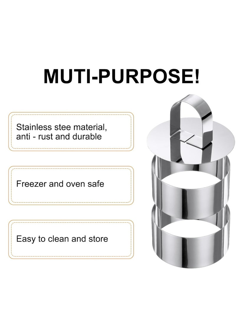 Oasisgalore - 1 Set Round Cake Ring, Stainless Steel Dessert Mousse Rings with Pusher,Silver - Image 1