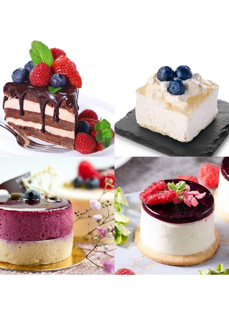 Oasisgalore - 1 Set Round Cake Ring, Stainless Steel Dessert Mousse Rings with Pusher,Silver - Image 1