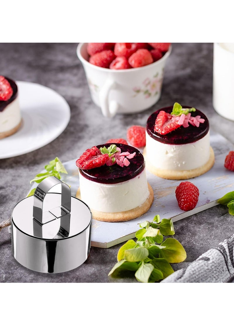 Oasisgalore - 1 Set Round Cake Ring, Stainless Steel Dessert Mousse Rings with Pusher,Silver - Image 1