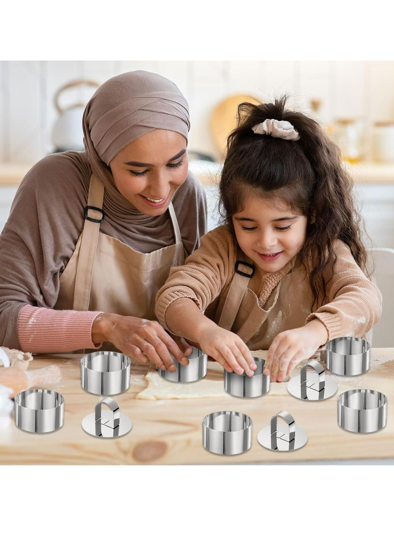Oasisgalore - 1 Set Round Cake Ring, Stainless Steel Dessert Mousse Rings with Pusher,Silver - Image 1