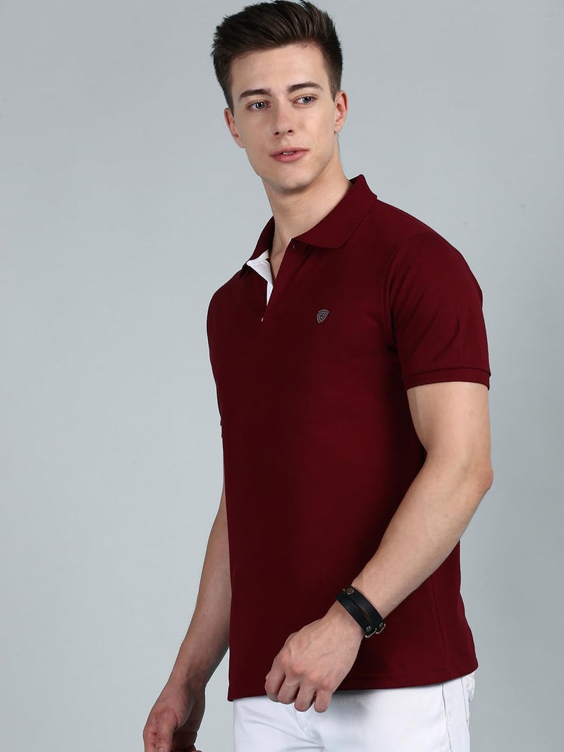 Lux Cozi Pack of 2 Maroon and Grey Melange Regular fit Half Sleeves Polo Neck T-Shirt for Men |Polo Casual Tshirt for Men | 100% Combed Cotton - Colour Fresh, Quick Dry, Ultra Soft (Size : XX-Large) - Image 3