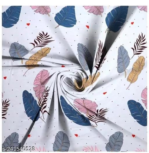 DECORUM Feel Glace Cotton Elastic Fitted Printed Double Bed Bedsheet with 2 Pillow Cover (White) - Image 3