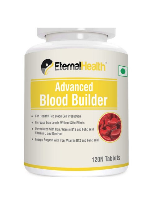 Advanced Blood Builder - Iron Supplement Shown To Increase Iron Levels Without Nausea Or Constipation - Energy Support With Iron, Vitamin B12, And Folic Acid - 120 Tablets