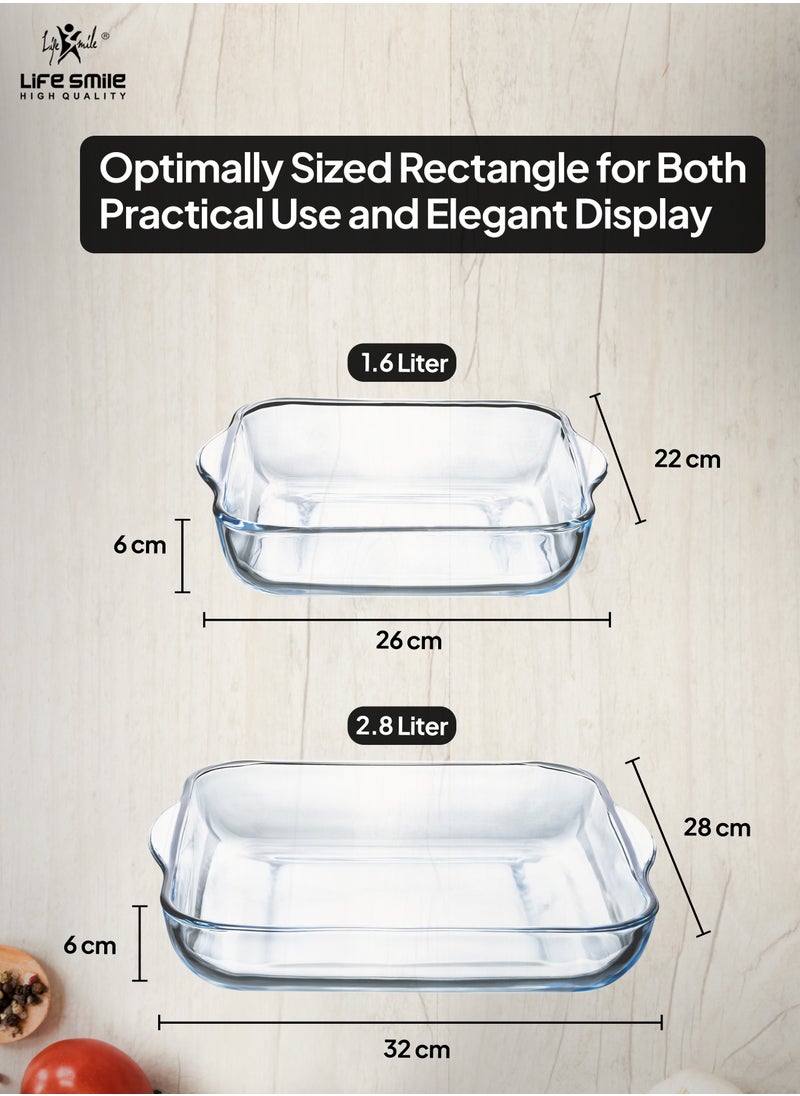 LIFE SMILE Borosilicate Glass Oven Baking Dishes Set of 2 - Square Shape Baking Tray Dishwasher Safe, Fridge & Freezer Safe, Microwave Safe (Design 1) - pzsku/Z1891B051A103FD3AC6FEZ/45/_/1731679129/95f644e4-0255-45da-8144-ba705d395813