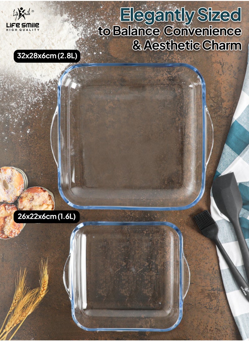 LIFE SMILE Borosilicate Glass Oven Baking Dishes Set of 2 - Square Shape Baking Tray Dishwasher Safe, Fridge & Freezer Safe, Microwave Safe (Design 1) - pzsku/Z1891B051A103FD3AC6FEZ/45/_/1731679157/cf9ce65a-8303-4d6e-a1db-de5813440cda