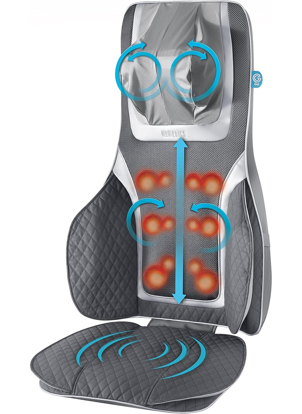 HoMedics HoMedics Gentle Touch Gel Deluxe Shiatsu Neck Shoulder and Back Massage Cushion with Heat with Deep Kneading Shiatsu Massage and Air Compression  - Image 1