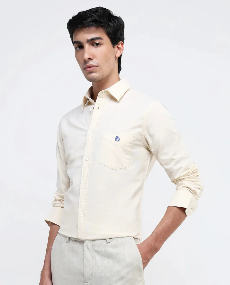 Rare Rabbit Men's Plain Formal Shirt With Embroidered Logo