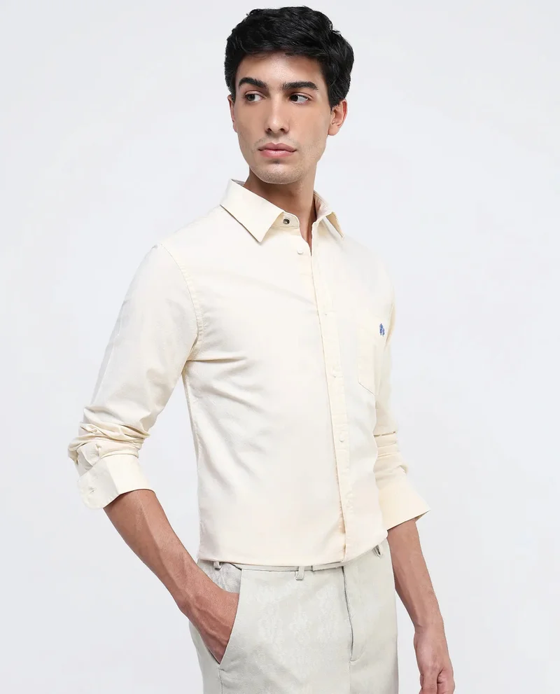 Rare Rabbit Men's Plain Formal Shirt With Embroidered Logo