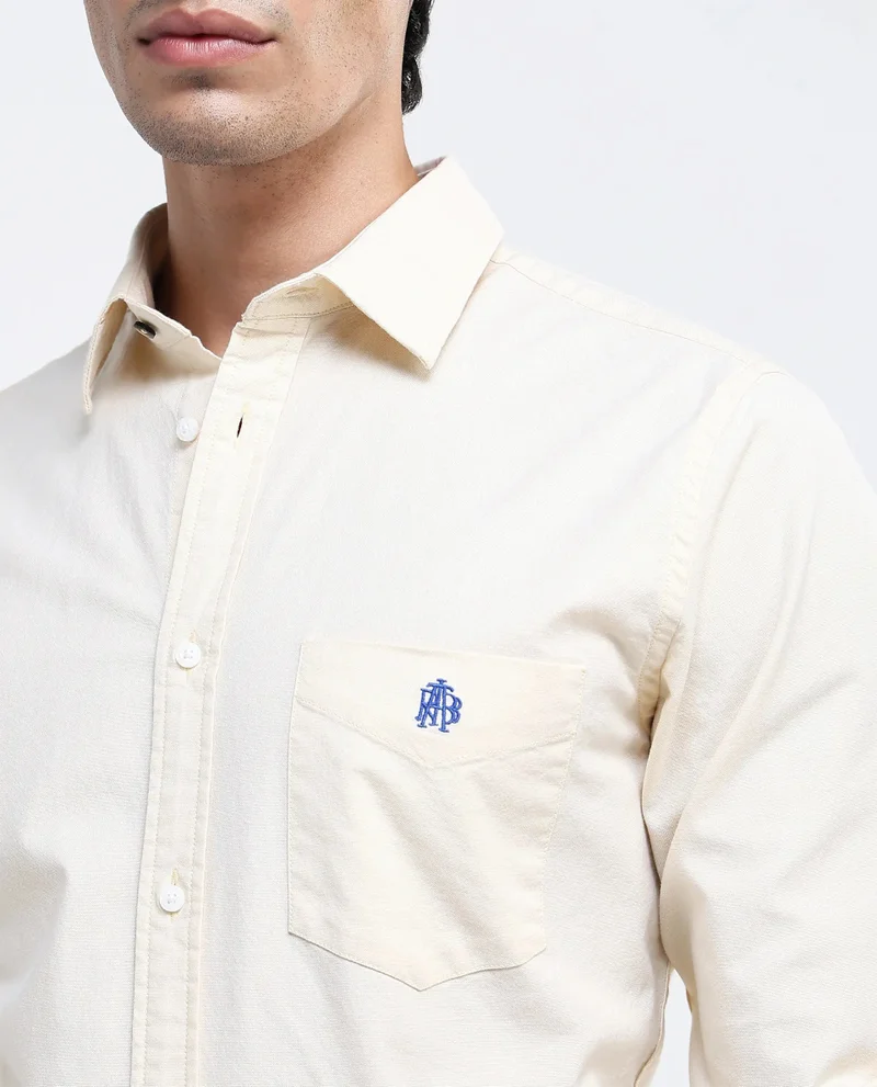 Rare Rabbit Men's Plain Formal Shirt With Embroidered Logo