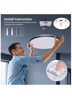XiuWoo 30cm 24W Smart RGB Wifi Ceiling Light, Dimmable LED Flush Mount Ceiling Light, Compatible with Alexa Google Home,Color Changing Ceiling Lamp for Bedroom Kitchen,White  - Image 2