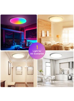 XiuWoo 30cm 24W Smart RGB Wifi Ceiling Light, Dimmable LED Flush Mount Ceiling Light, Compatible with Alexa Google Home,Color Changing Ceiling Lamp for Bedroom Kitchen,White  - Image 5