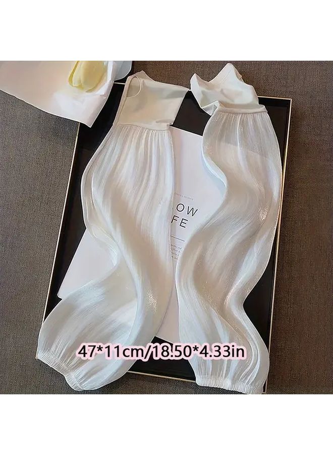 White Cooling Arm Sleeves For Women Breathable Sun Protection Outdoor Running - Image 3