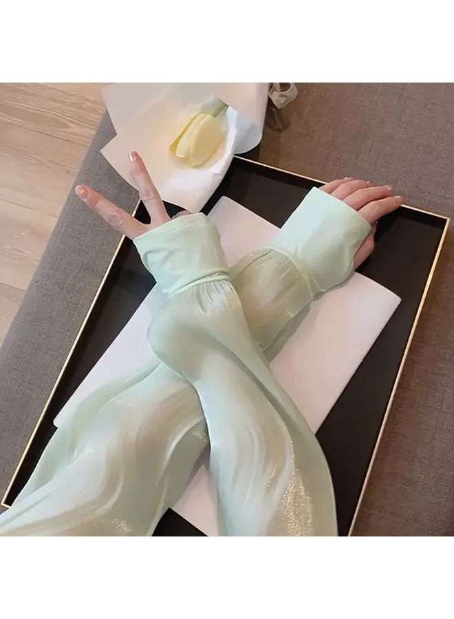 White Cooling Arm Sleeves For Women Breathable Sun Protection Outdoor Running - Image 2