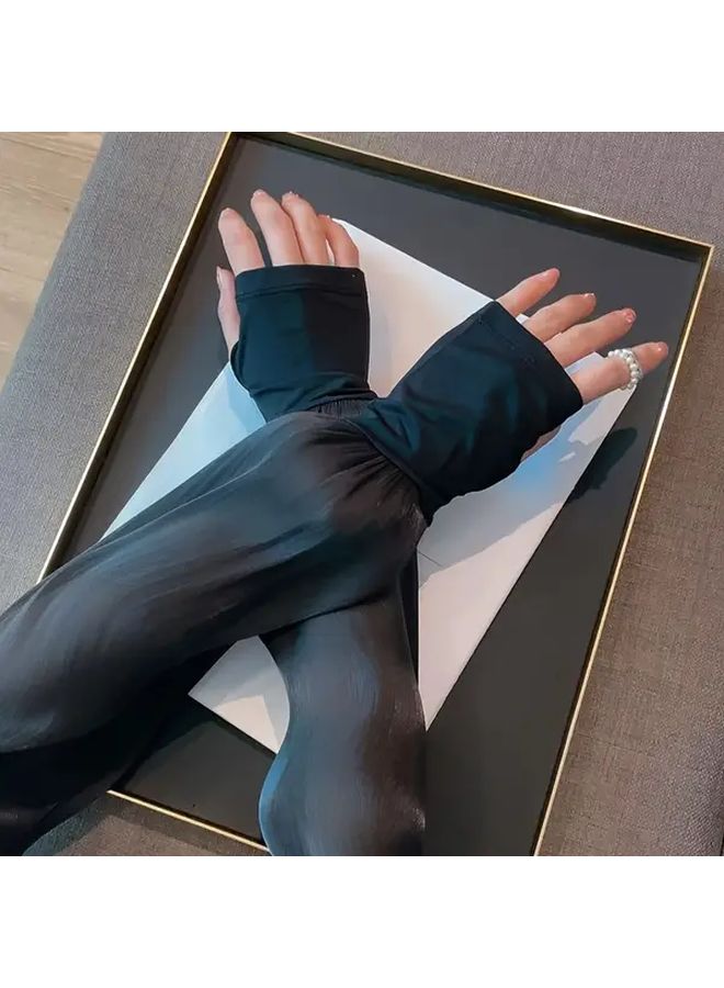 White Cooling Arm Sleeves For Women Breathable Sun Protection Outdoor Running - Image 4