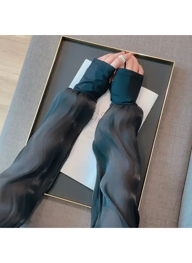 White Cooling Arm Sleeves For Women Breathable Sun Protection Outdoor Running - Image 5