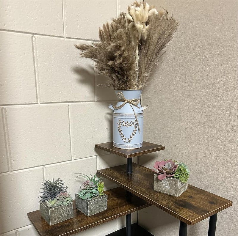LINXIU Vintage Galvanized Milk Can, Farmhouse Decorative Flower Vase, Rustic Shabby Chic Vase with Handle for Home Office Decor 7.5" - Image 3