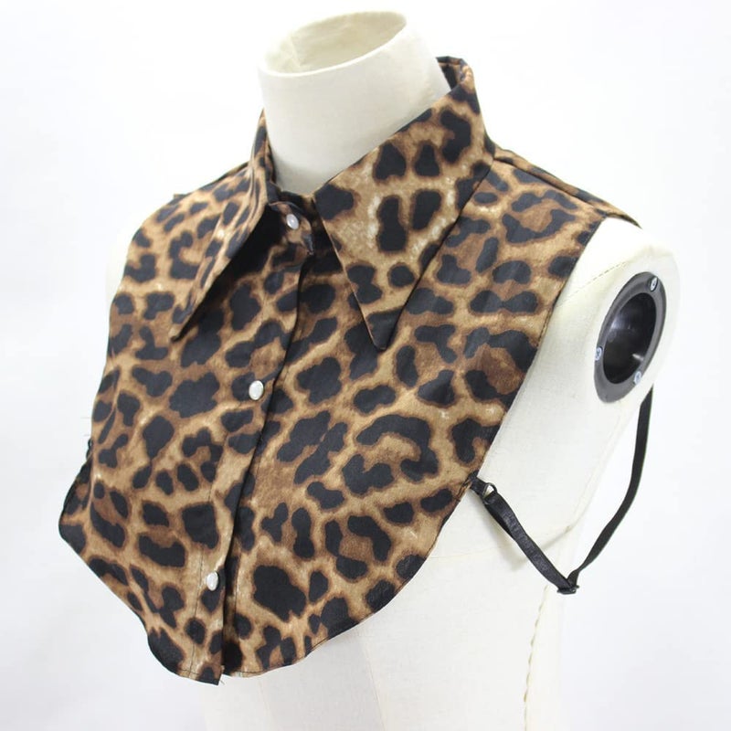 OOCC Stand Fake Collar Detachable Dickey Collar Half Shirt Blouse Leopard Print Shirt Collar False Collar - Image 2
