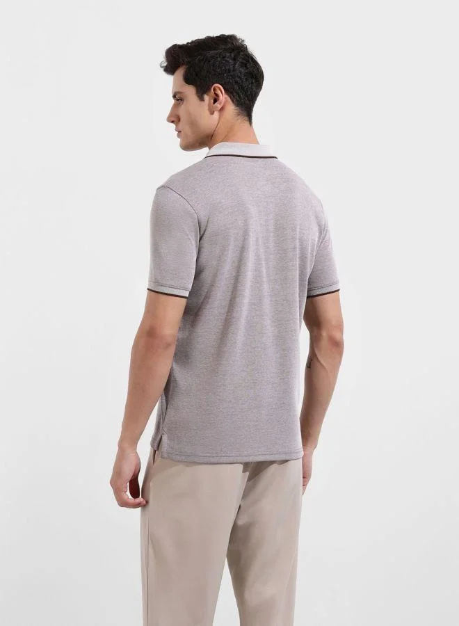 شركة المرآب الهندية Men Regular Fit Textured Polo Neck Half Sleeves T-Shirt