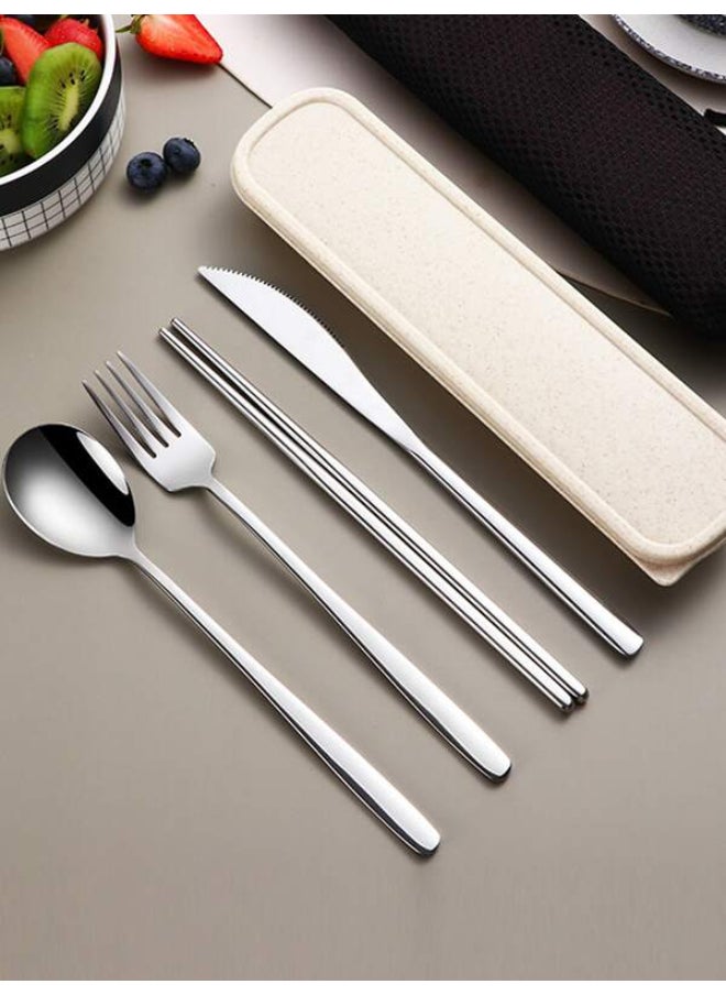 Skin Sliver 4pcs Stainless Steel Portable Tableware Set, Including Steak Knife, Fork, Spoon and Chopsticks - pzsku/Z1891D6A126DEDE4A39C3Z/45/_/1699309190/011dfda4-f670-4d90-b07a-a2935ab397e5