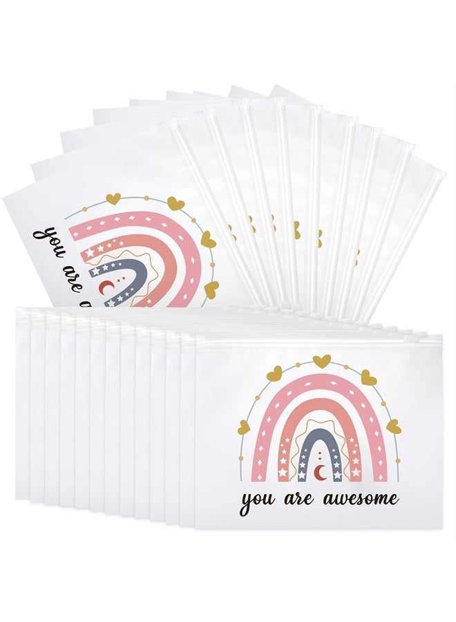 Reginary 100 Pcs Inspirational Gifts for Girls Women Travel Cheer Makeup Bag Bulk Loved Quotes Cosmetic Bags with Zipper Thank You Encouragement Birthday Gift Bag for Nurse Teacher Friend (Charming) - Image 1