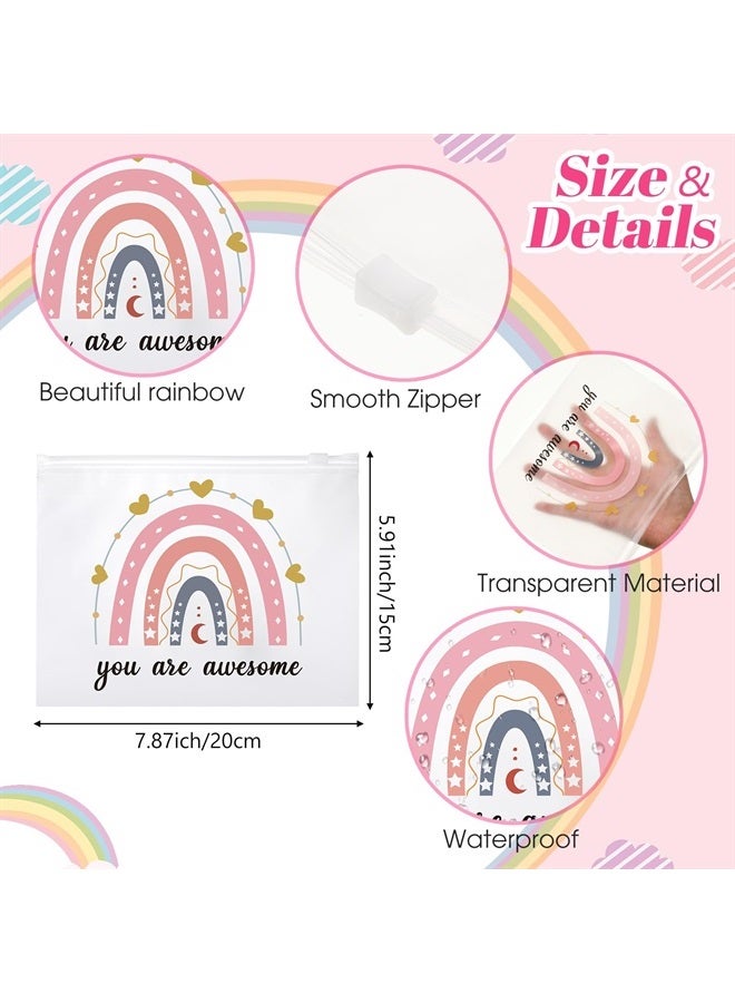 Reginary 100 Pcs Inspirational Gifts for Girls Women Travel Cheer Makeup Bag Bulk Loved Quotes Cosmetic Bags with Zipper Thank You Encouragement Birthday Gift Bag for Nurse Teacher Friend (Charming) - Image 2