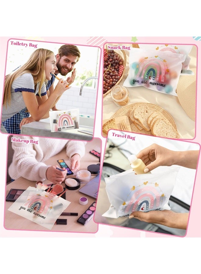 Reginary 100 Pcs Inspirational Gifts for Girls Women Travel Cheer Makeup Bag Bulk Loved Quotes Cosmetic Bags with Zipper Thank You Encouragement Birthday Gift Bag for Nurse Teacher Friend (Charming) - Image 3