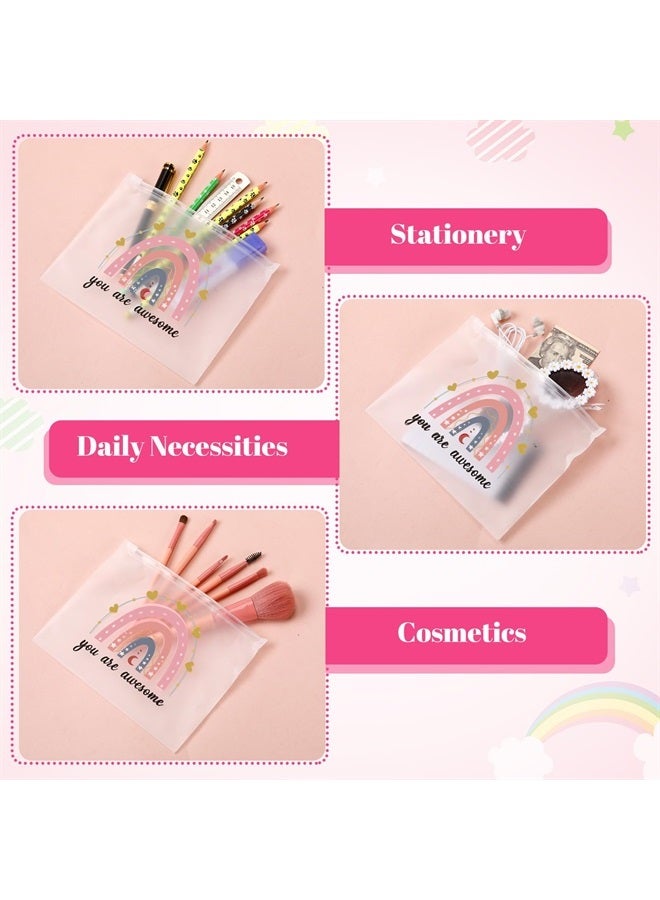 Reginary 100 Pcs Inspirational Gifts for Girls Women Travel Cheer Makeup Bag Bulk Loved Quotes Cosmetic Bags with Zipper Thank You Encouragement Birthday Gift Bag for Nurse Teacher Friend (Charming) - Image 4