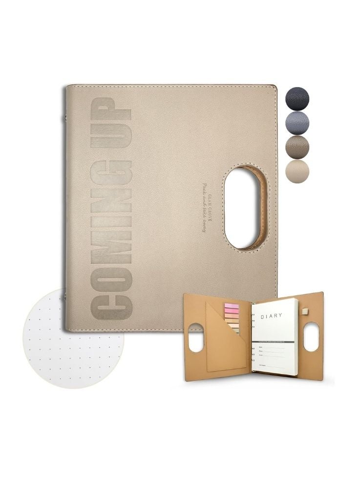بريميم دفتر يوميات جلدي فاخر، إصدار "قادم" - بيج | دفتر تخطيط تنفيذي - Image 3