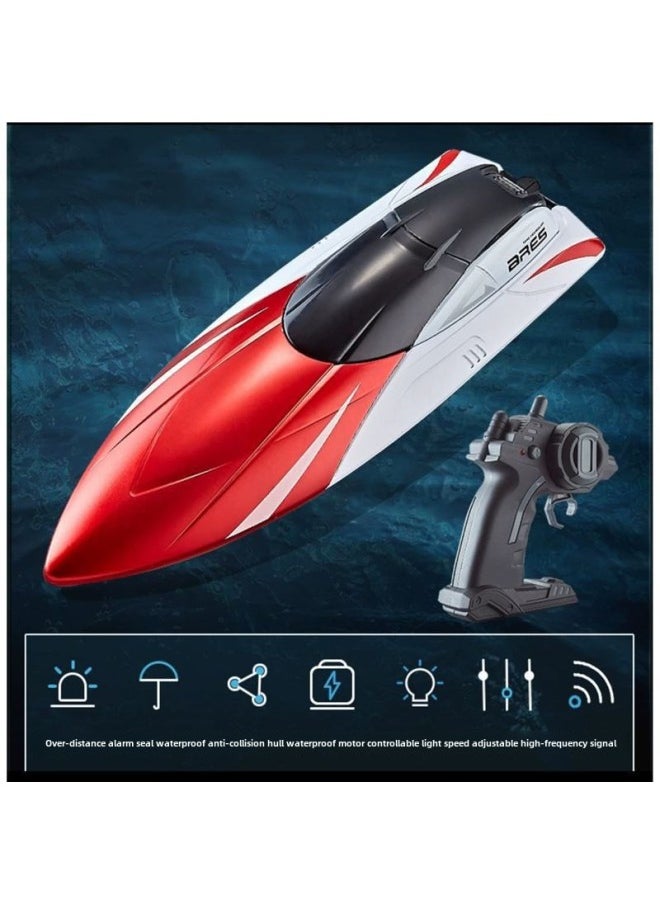 Remote Control Boat Remote Control Shark Playing In The Water Waterproof Camera Rechargeable True High-Speed Submarine Remote Control Boat Kidsren's Toy-Color:S4-metal Red Dual Motor 25cm Speedboat 2.4g Non-interference-Specification:Play With Three Batteries Including Three Sets Of Batteries + Charging Cable + Gifts  - Image 1