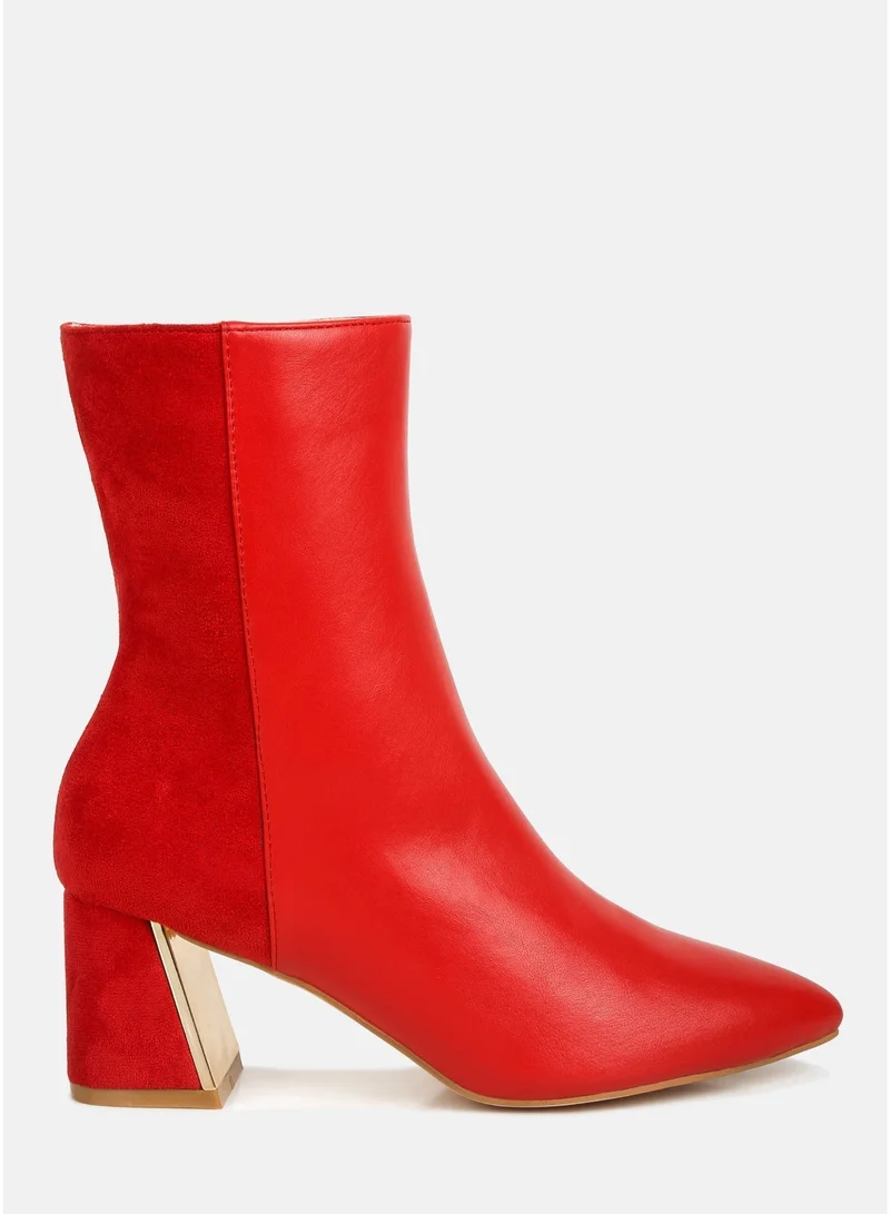 London Rag Red Suede Back Panel High Ankle Boots