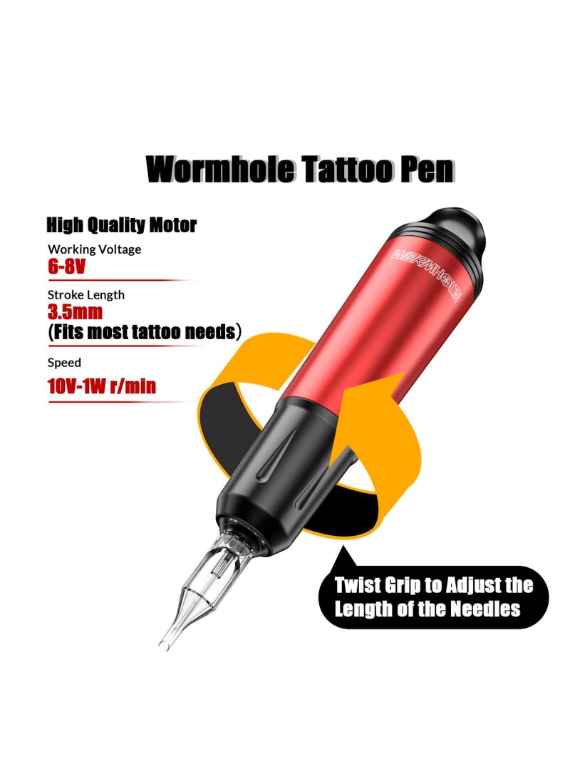 Arabest Rotary Tattoo Machine Set Tattoo Pen Set Tattoo Kit for Beginners Red  - Image 2