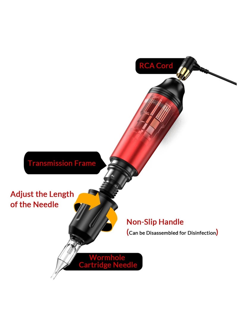 Arabest Rotary Tattoo Machine Set Tattoo Pen Set Tattoo Kit for Beginners Red  - Image 3