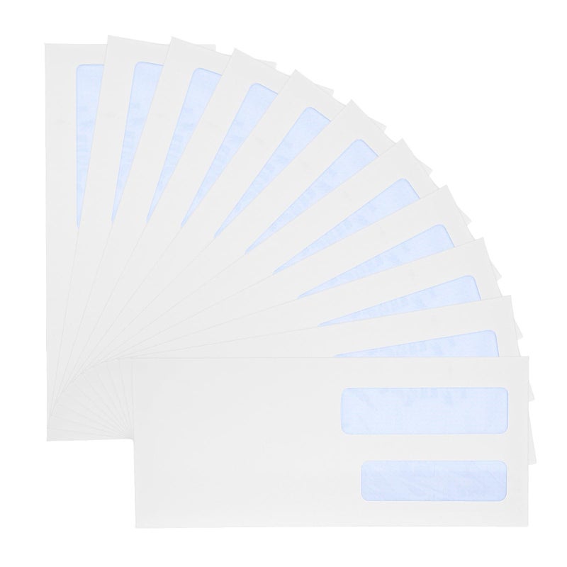 Double Window 10 Size White Business Envelopes 100 Pack Self Adhesive Flip Seal for Secure Document Mailing Invoices - Image 2