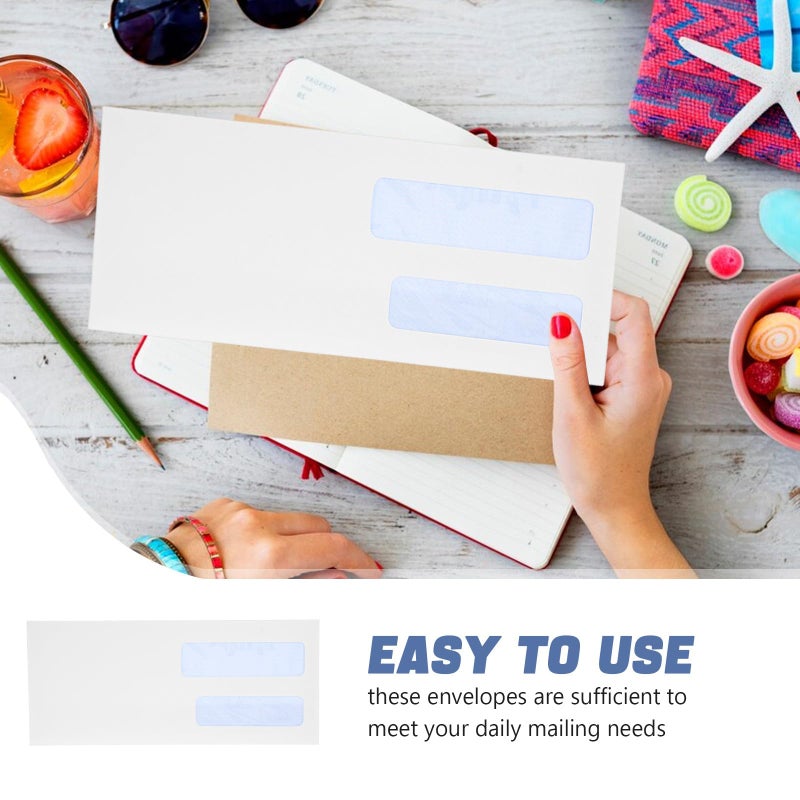 Double Window 10 Size White Business Envelopes 100 Pack Self Adhesive Flip Seal for Secure Document Mailing Invoices - Image 4