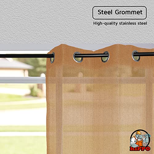 HIPPO 150 GSM Outdoor Sun Blocking Balcony Eyelet/Grommet Curtains Sun & UV Protection, Light Filtering 4.5FTX8FT Door Curtain (Beige-Brown) - Image 4