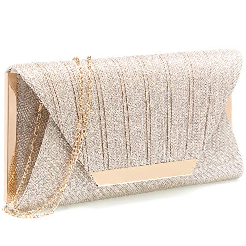 Mihawk clutches for women evening bag purses and handbags evening clutch purs Silver clutch purses for women wedding(Champagne) - Image 1