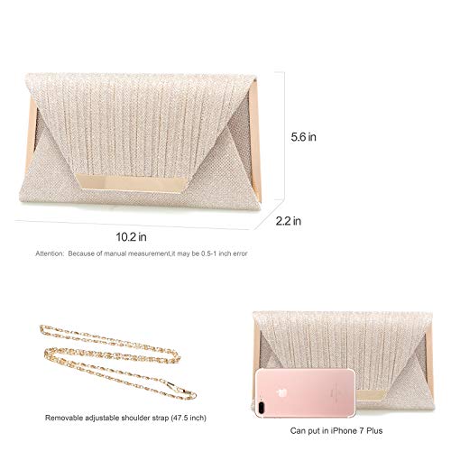 Mihawk clutches for women evening bag purses and handbags evening clutch purs Silver clutch purses for women wedding(Champagne) - Image 3
