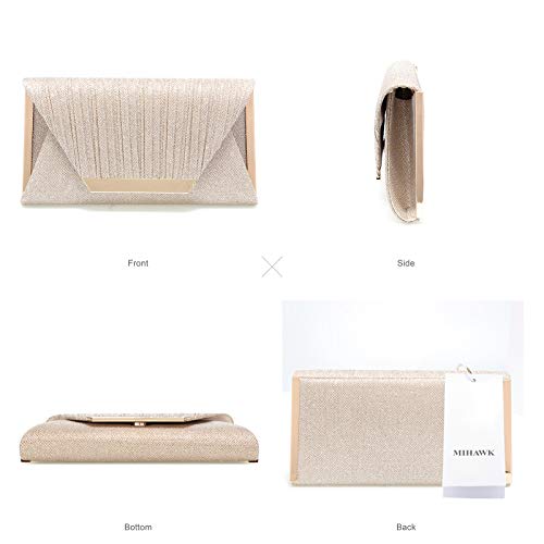 Mihawk clutches for women evening bag purses and handbags evening clutch purs Silver clutch purses for women wedding(Champagne) - Image 5