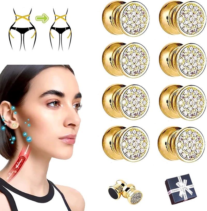 cheekyglo Kyana Lympha Circurl Magnetic Ear Ornament, Lymphatic Drainage Therapeutic Magnetic Ear Ornament, Non Piercing Earrings Promotes Blood Circulation For Women Men (4 Pairs Diamonds) - Image 1